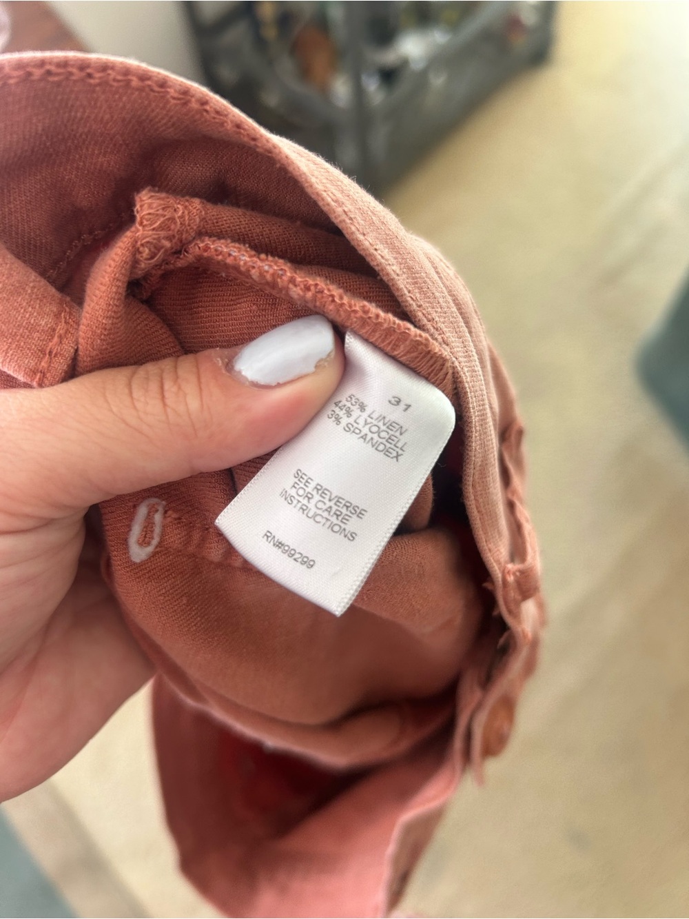 Evereve Joelle Stretch Linen Pants in Terracotta - Picture 3 of 7